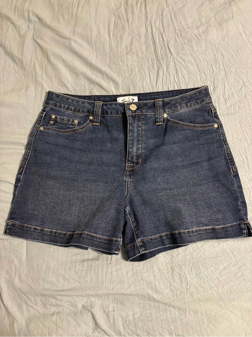 Seven7 High Rise Weekend Shorts Dark Wash Denim Size 8